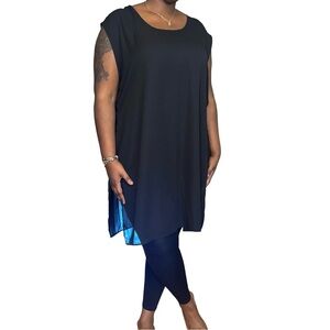 CLEO SLEEVELESS SIDE SPLIT CHIFFON TUNIC - BLACK SIZE 3X (NEW WITH TAGS) A19